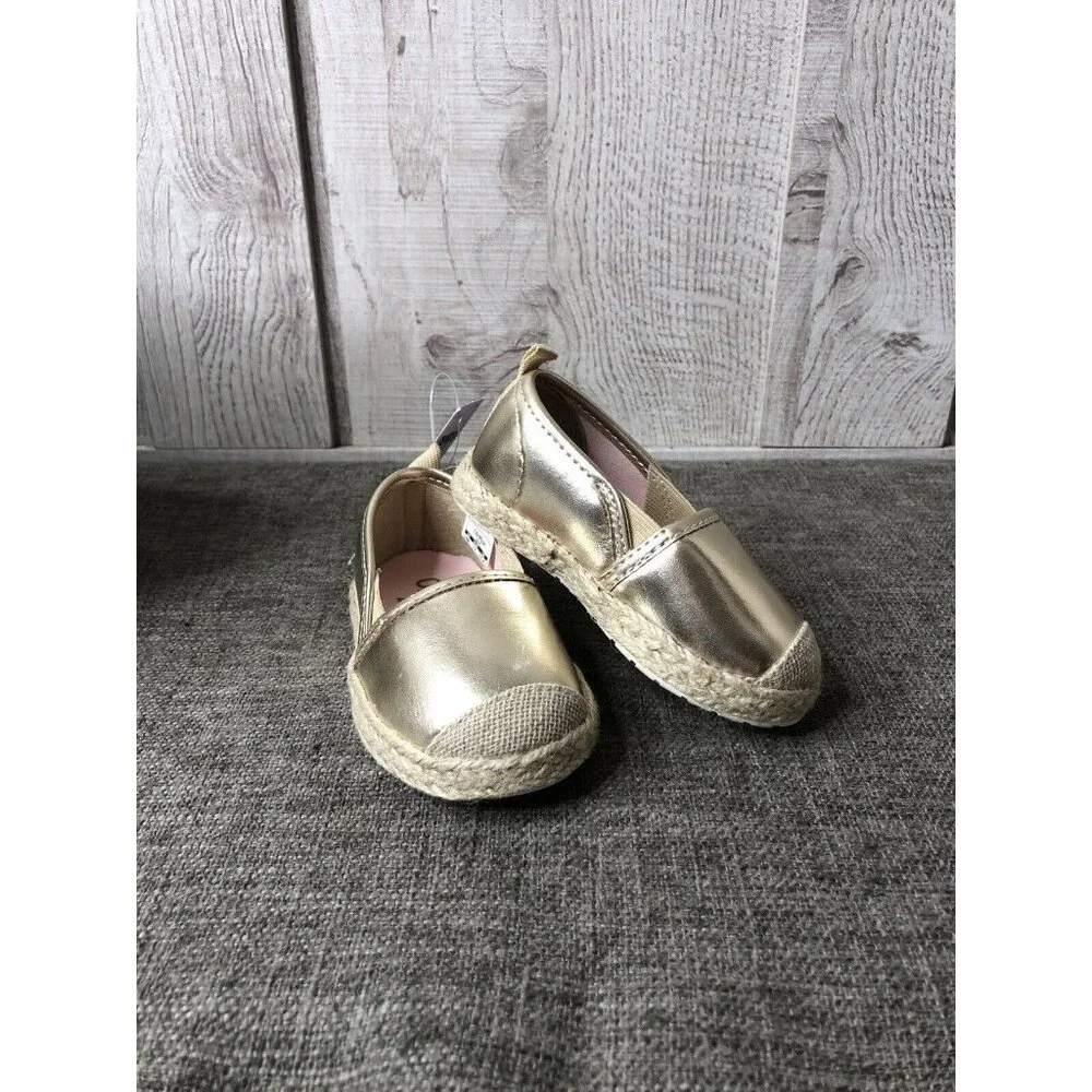 Osh Kosh B Gosh Girls Shoes Size 4 Toddlers Gold Shiny Belle Slip On Casual